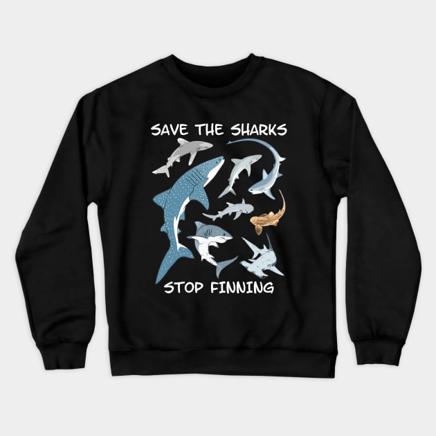 Save the Sharks - Stop Finning Crewneck Sweatshirt by NicGrayTees